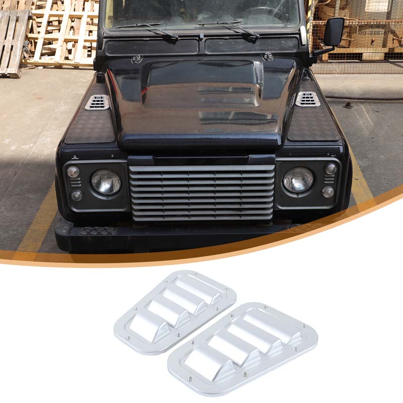 For 2004-18 Land Rover Defender 90 110 aluminum alloy car hood air outlet protective mesh cover sticker car exterior accessories