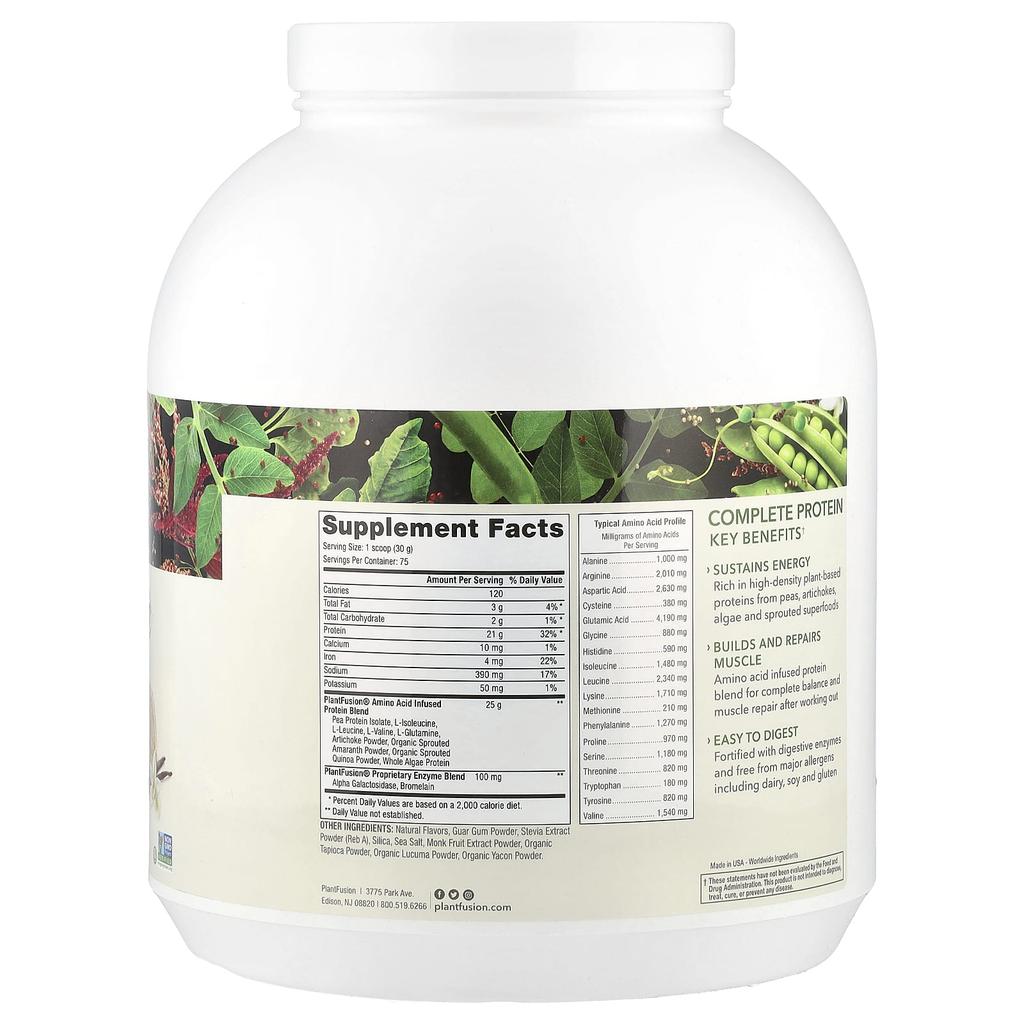PlantFusion, Complete Protein, Creamy Vanilla Bean, 2.25 kg (5 lb)