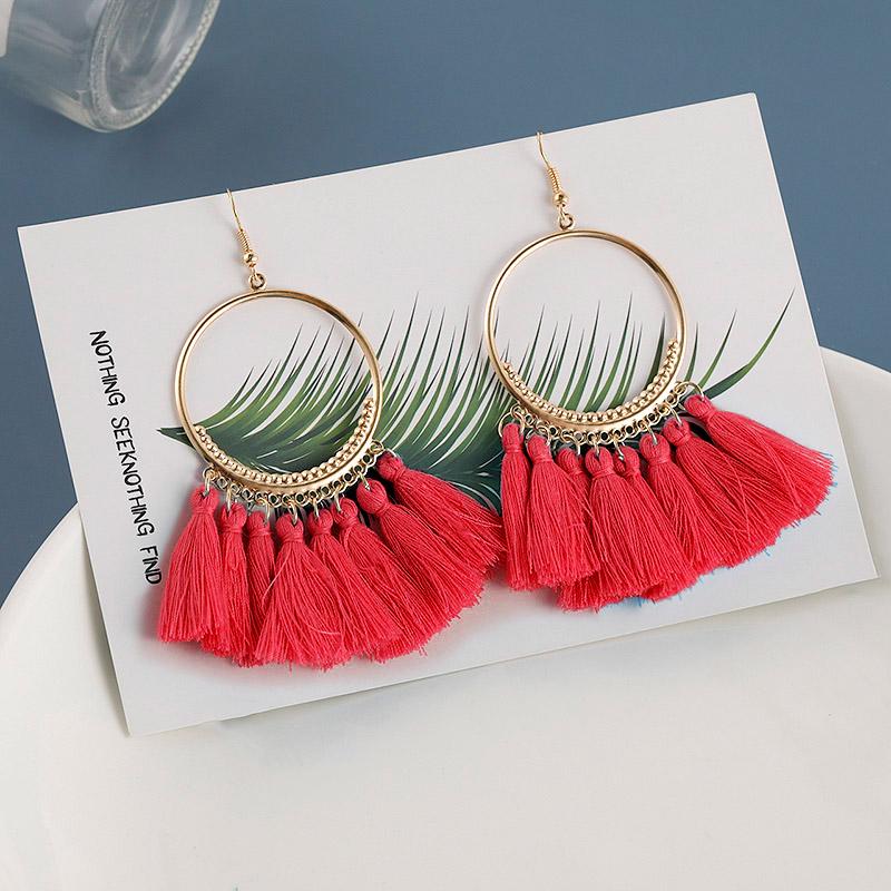 KEJIALAI Brand Tassel Earrings Women Fashion Silk Bohemian Drop Dangle