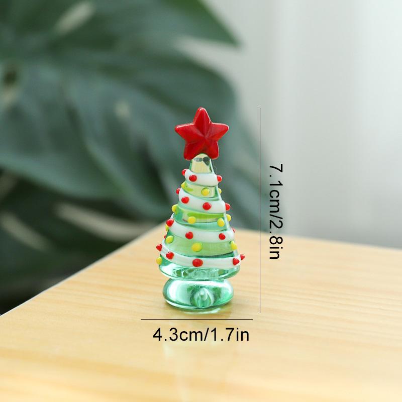 1PC Cartoon Image Handcrafted Fairy Garden Exquisite Glass Cute Christmas Tree Ornament Mini Santa Claus Figurines Desk Ornaments
