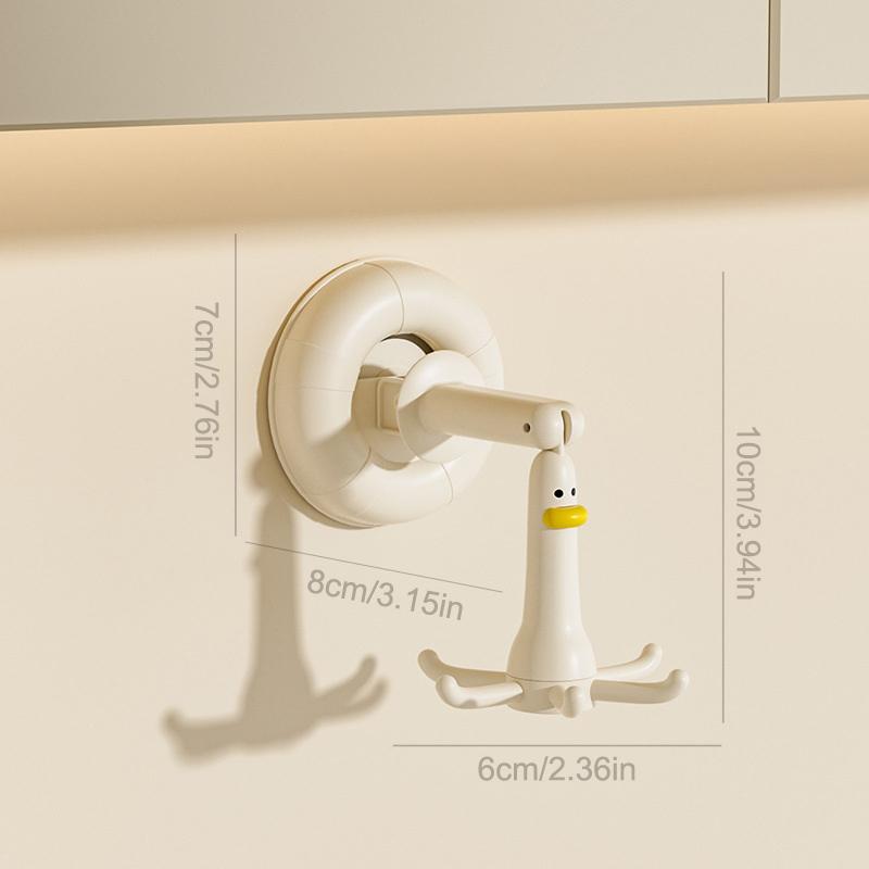1Pc Adjustable Utility Hooks With Suction Cup 360Degree Rotating Duck Design Wall Mount Multi-Functional Creative Home Organizer