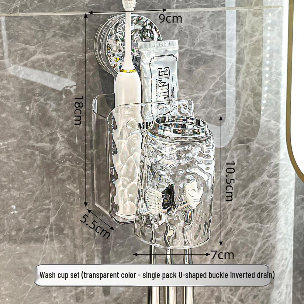 Nástěnný držák na zubní kartáčky se sací přísavkou a kelímkem na ústní vodu