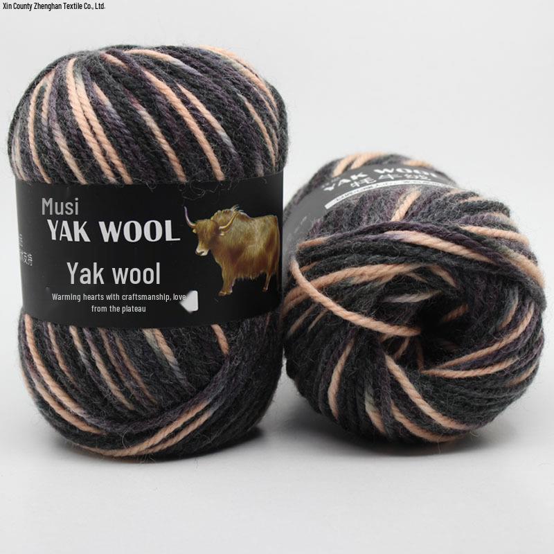 Yak Wool 3-Ply Hand-Knitted Medium-Thick Yarn for Sweaters, Coats, Scarves, and Hats (DIY).