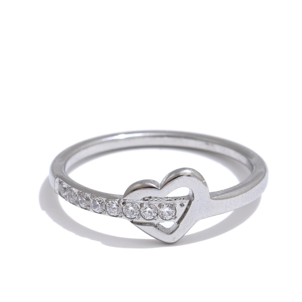 

Yhpup 678# Chic Stainless Steel Zirconia Inlaid Heart Cross Love Ring Tarnish Resistant Delicate Daily Fashion Jewelry Quality 6