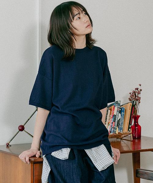 Mallen Unisex Short Sleeve Knit T-Shirt Navy