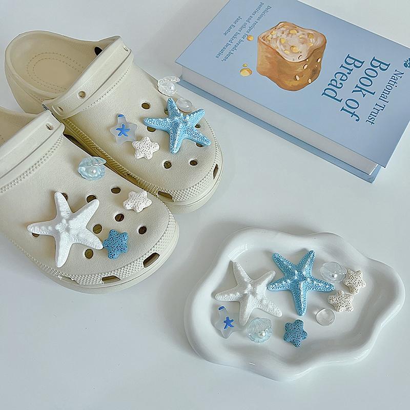 9 stk/sett Hav Vulkansk Stein Sjøstjerne DIY Avtakbart Skotilbehør For Kvinners Strand Sandaler Tøfler Dekorative Spenner