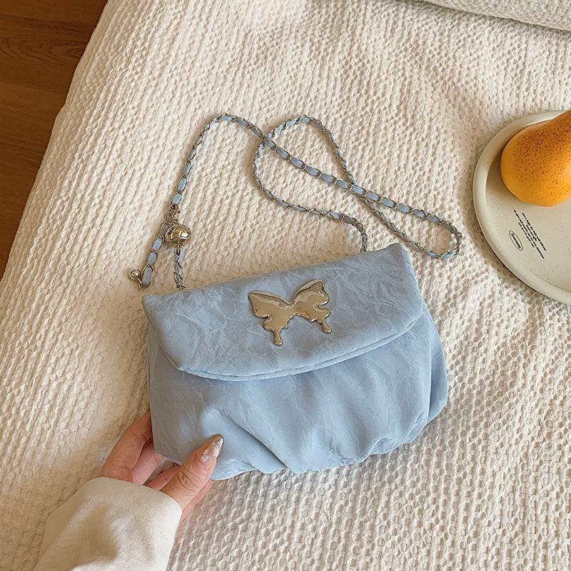 Niche pleated cloud bag small bag women 2025 new spring and summer chain messenger bag work small bag