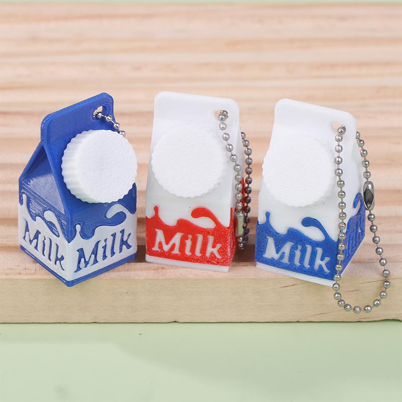 Lactose And Tolerant Pill Holder Mini Milk Carton Keychain Portable Storage Box Backpack Purse Handbag Keychain Pill Container