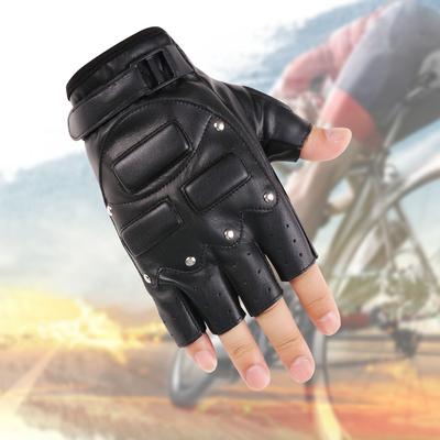 Half Finger Leather Gloves Men and Women Outdoor Fitness Cycling Locomotive Outdoor Shock Absorption Sports Performance Motorcycle Leather Gloves