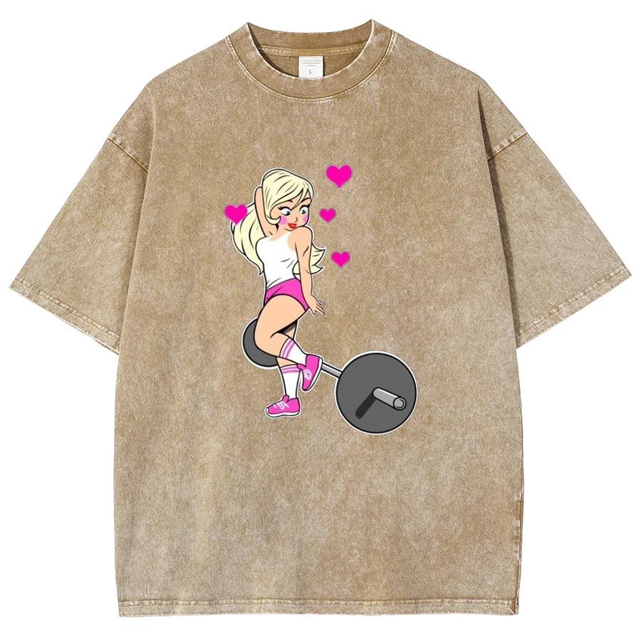 

Американская Милашка Женская Футболка Свободного Оверсайз Кроя Вареный Деним Круглый Вырез Короткий Рукав Милый Топ Футболки 3XL