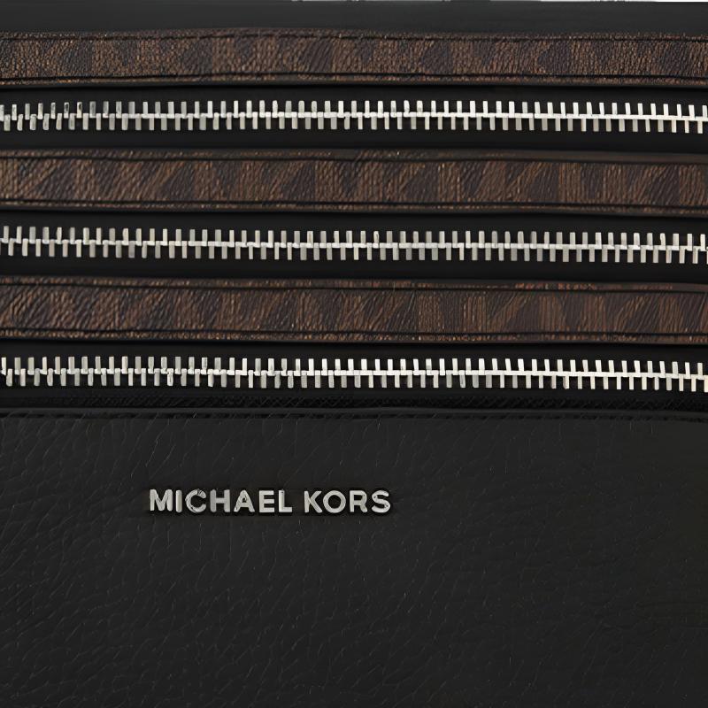 Michael Kors Mk Logo Leather Clutch Medium Men clutch Black Dark-Brown 36H1LGFU2L-201