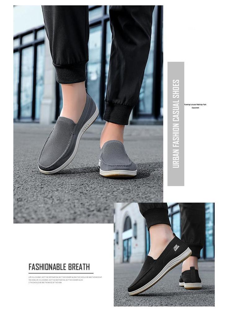 Men's Casual Fly-Knit Slip-On Mesh Shoes - Breathable and Odor-Resistant