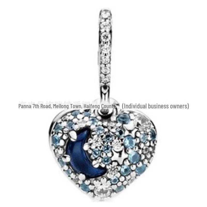 Panjia Blue Series White Copper S925 Silver-Plated Beaded Bracelet with Pendant DIY Accessories