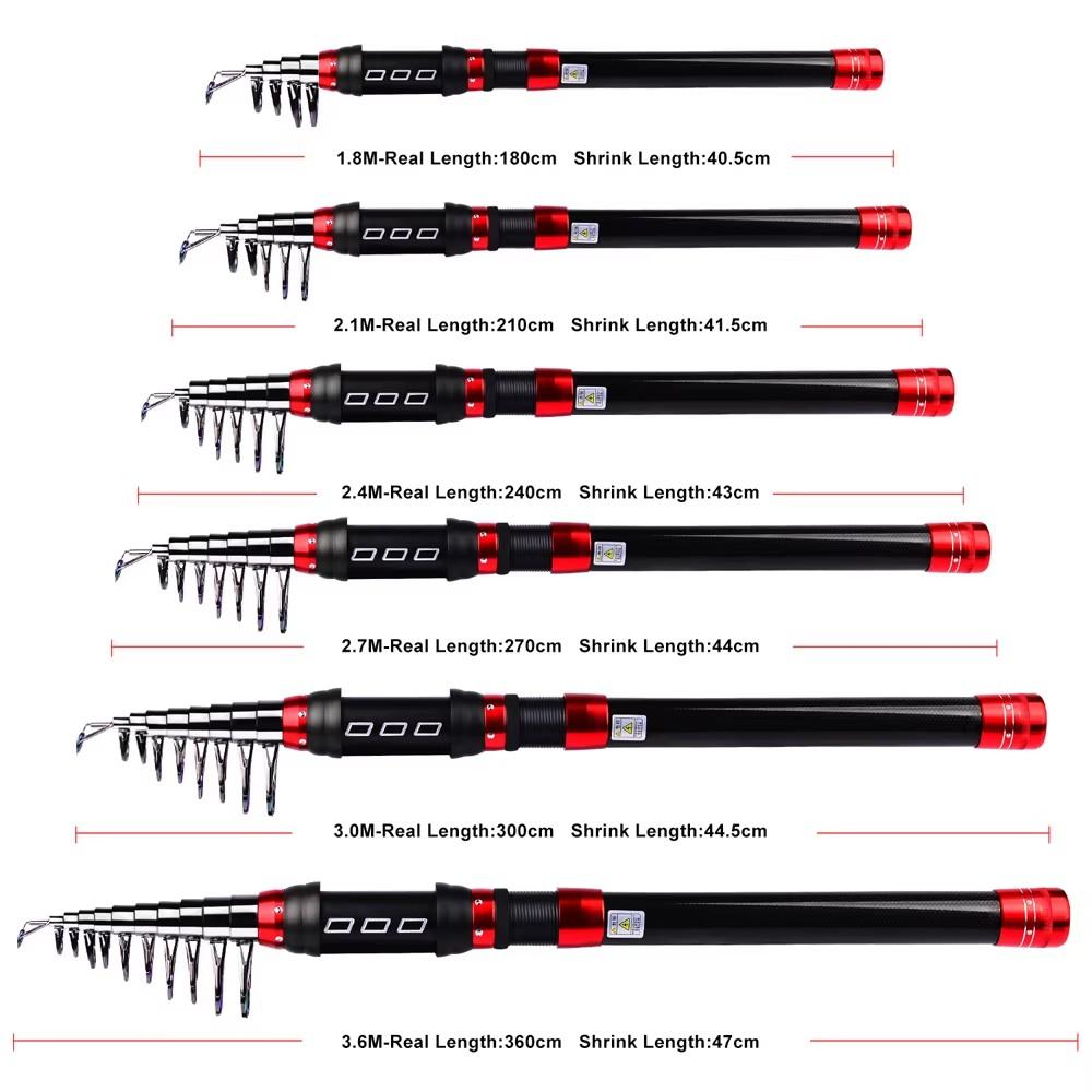 Carbon Telescopic Sea Fishing Rod Carbon Fiber Ultralight Fishing Pole Portable Spinning Casting Rods for Fish Pole 1.2-2.1m 260319