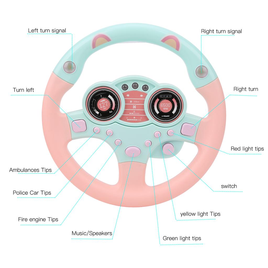 Simulation Steering Wheel Children Early Education Initiation Toy with Base Birthday Gifts