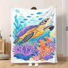 Fflannel Blanket 1pc Underwater Marine Life Scene Soft Comfortable and Warm This Nap Blanket/sofa Blanket Is Suitable for All Seas