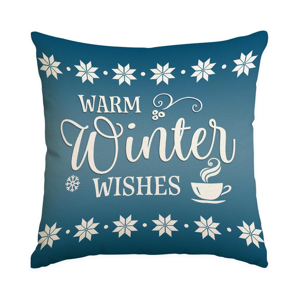 1/4pcs Blue Christmas Decorative Pillowcases, Snowflake Christmas Elf  Cocoa Design Cushion Covers, Christmas Decorations