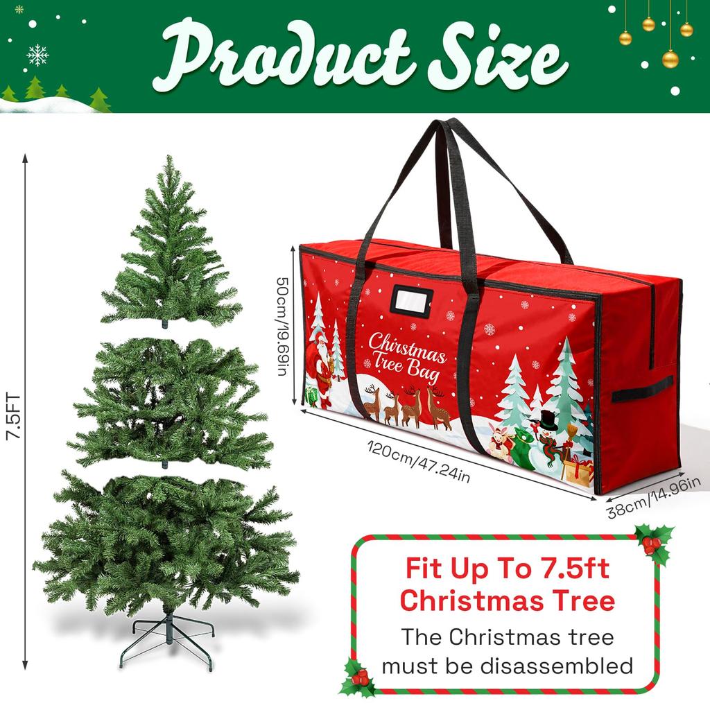 Christmas Tree Storage Bag,Fits Up 7.5 Ft Christmas Tree Durable 210D Oxford Holiday Storage Bag Foldable for Xmas Decor Storage