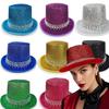Eye Catching Rhinestones Tall Hat Cosplay Hat Stage Show Hat Halloween Costume Ceremony Hat Evening Party Magicians Hat