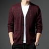 Men's Autumn/Winter Plus Velvet V-Neck Long Sleeve Cardigan Sweater