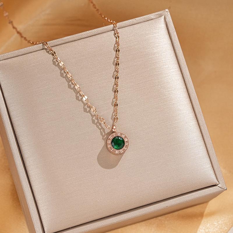 Roman Numeral Titanium Steel Necklace - Women's Fashionable Clavicle Chain In a Luxurious Light Style