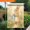 2D Flat, 2D Flat Printing Garden Flag 1pc, Adorable Rabbit Holds Watering Can Durable Single-Sided Print Yard Flag, Garden & Home Holiday Decoration,