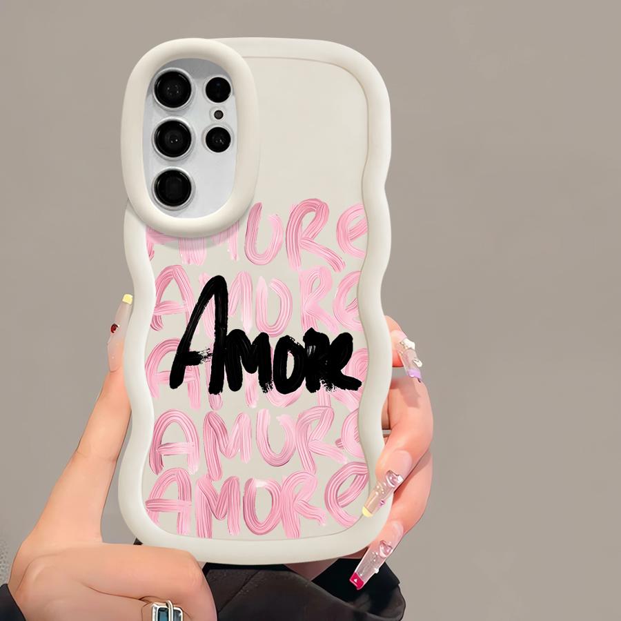 

Amore-Любовь Розовое Письмо Мягкий Чехол для Телефона для Samsung Galaxy S23 Plus A26 A25 S22 Ultra S21 S20 FE S25 S24 A34 A36 A35 A55 Galaxy A54 5G