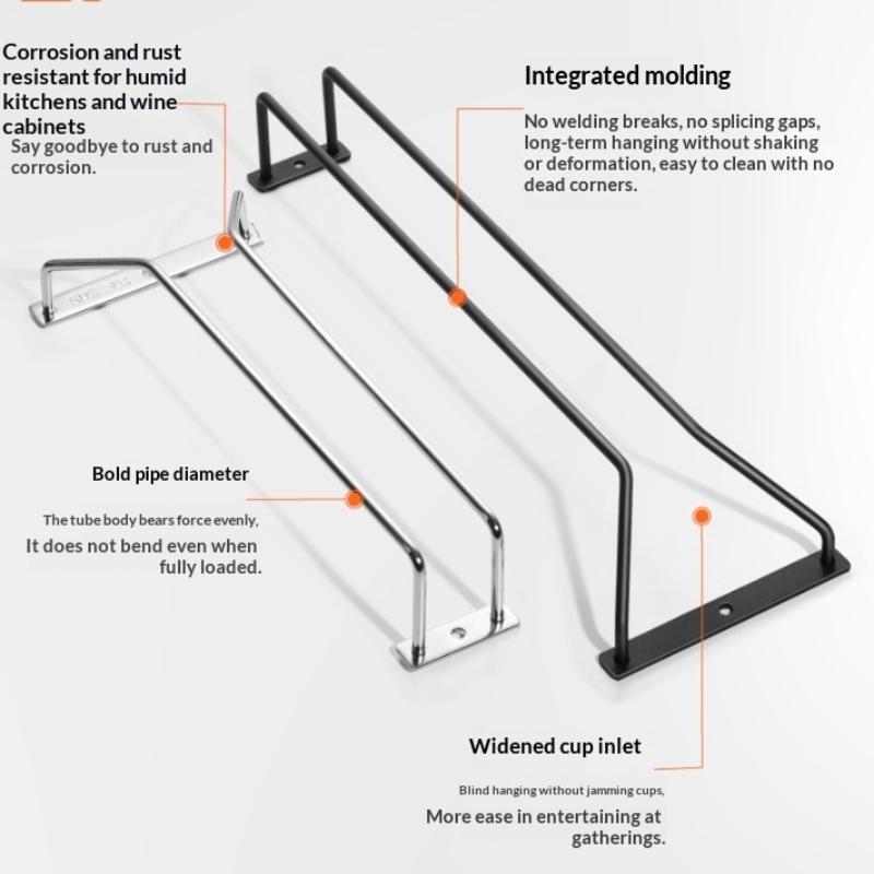 Carbon Steel Goblet Cup Hanger Easy Install Hanging Wine Glass Rack 27cm 34cm for Home Bar Kitchen Organization