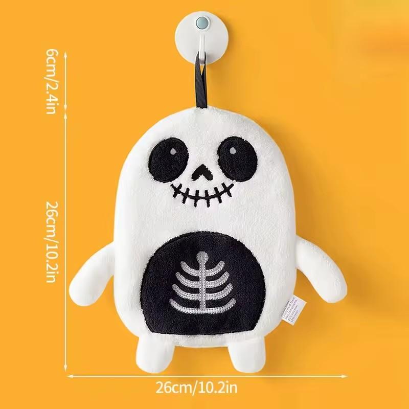 Halloween Hand Towels Embroidered Hanging Ghost Hand Towels Super Absorbent Dish Towel Wipe Cloth Kitchen Bathroom Accessories
