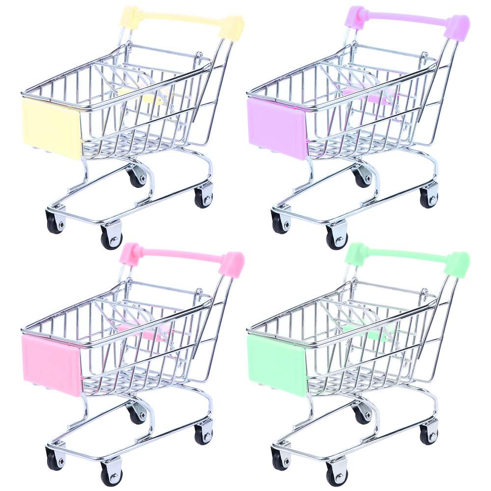 Supermarket Handcart Trolley Dollhouse Furniture Supermarket Shopping Basket Dollhouse Accessories