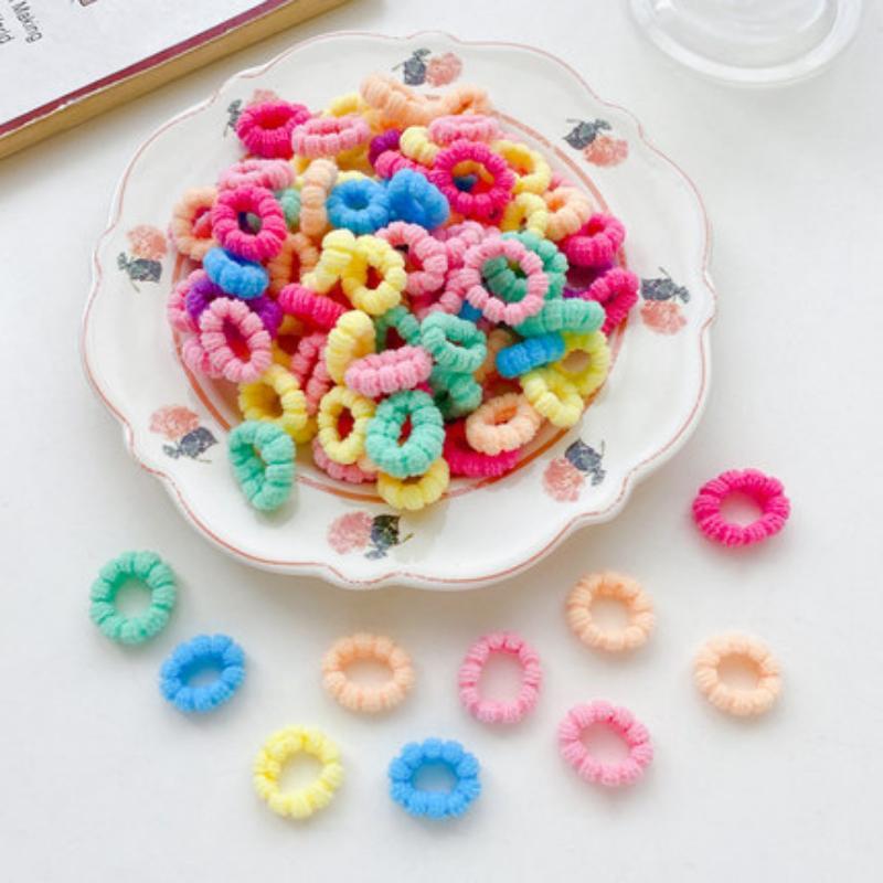 100/500Pcs Hair Accessories Girls Colorful Elastic Hair Bands Ponytail Hold Hair Tie Rubber Bands Scrunchie