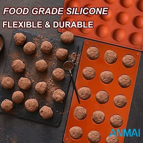 Anmai Silicone Semi Sphere Mold 15 Cavities Non-Stick for Jelly Chocolate Cake 29x17x1 Cm