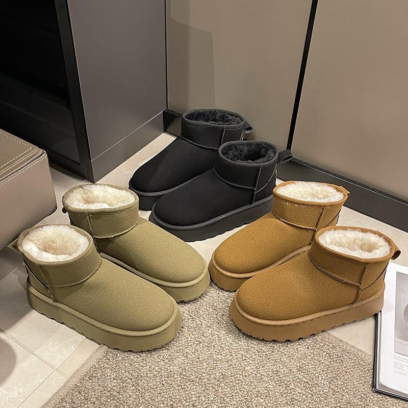 Thick-soled heightening mini snow boots for women's winter new thickened warm bread cotton shoes non-slip cotton