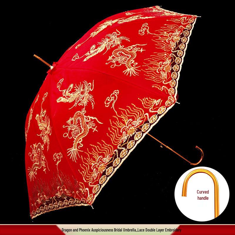 Red Bridal Umbrella Set for Chinese Wedding Ceremony and Dowry