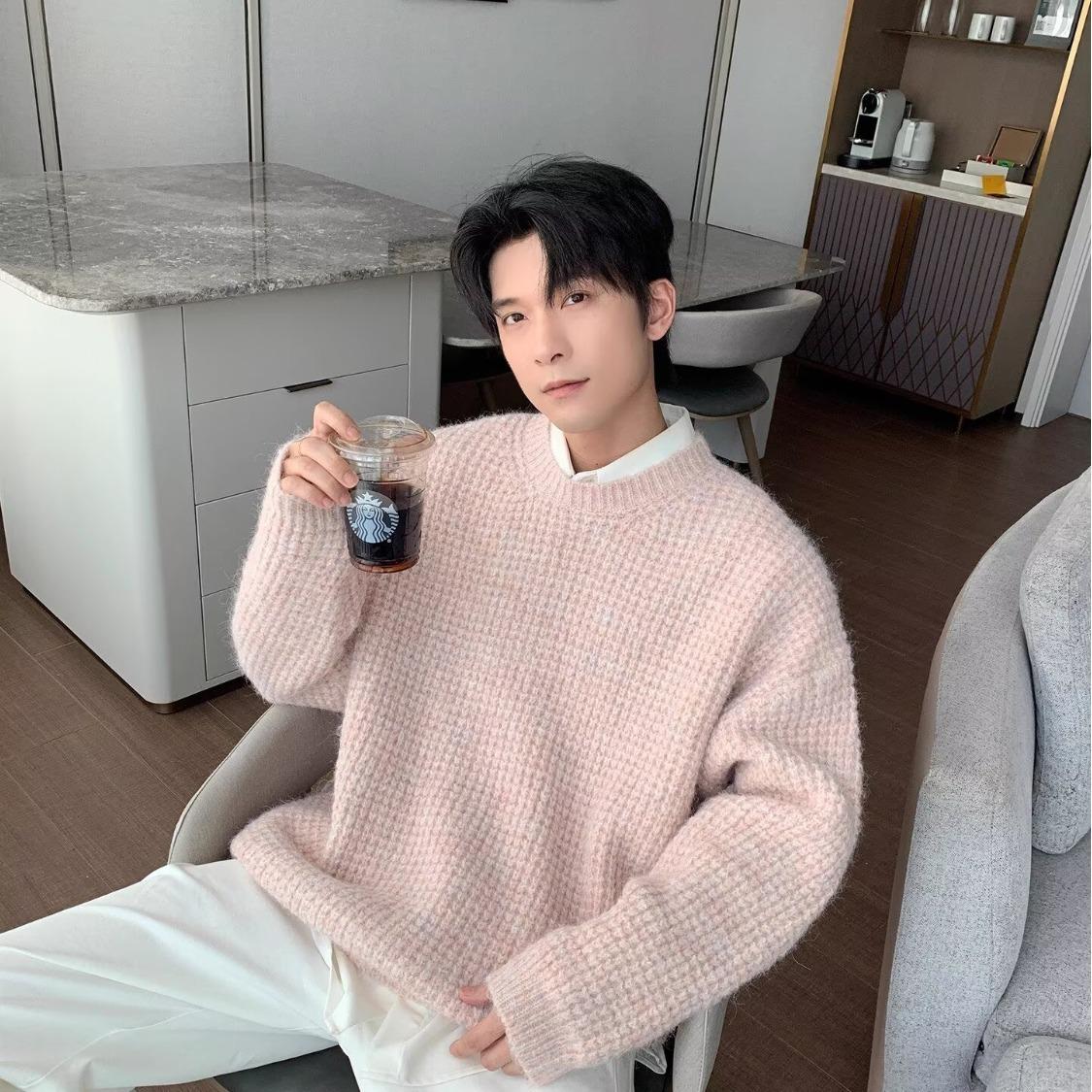 

Men s Round Neck Knit Sweater - Korean Style Pullover, Warm Inner Base Layer, Long Sleeve, Autumn/Winter L