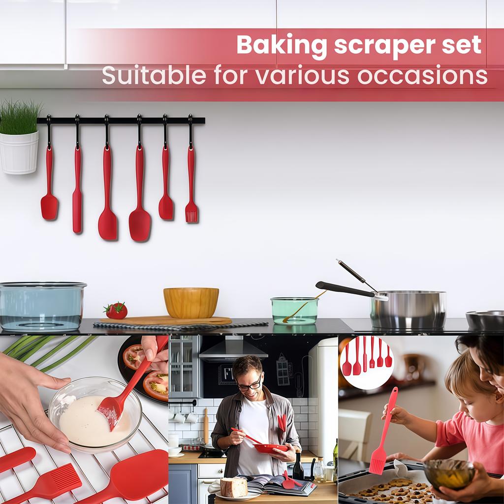 6pcs Food-Grade Silicone Baking Tool Set - High-Temperature Resistant Spatula and Brush Combination,Suitable for Cake Decoration/Cooking/Barbecue
