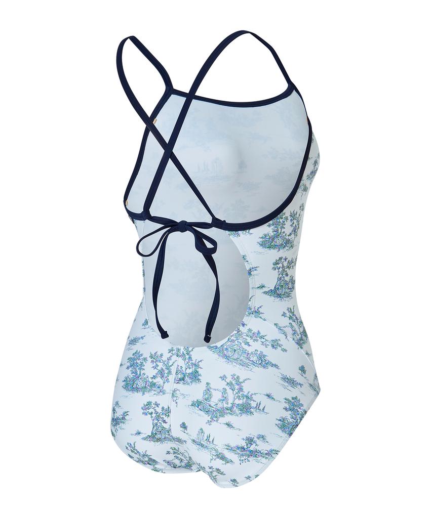Laelliseupocheu [Rsla425 Wht] Toilette Backless Strap X-Back Swimsuit White