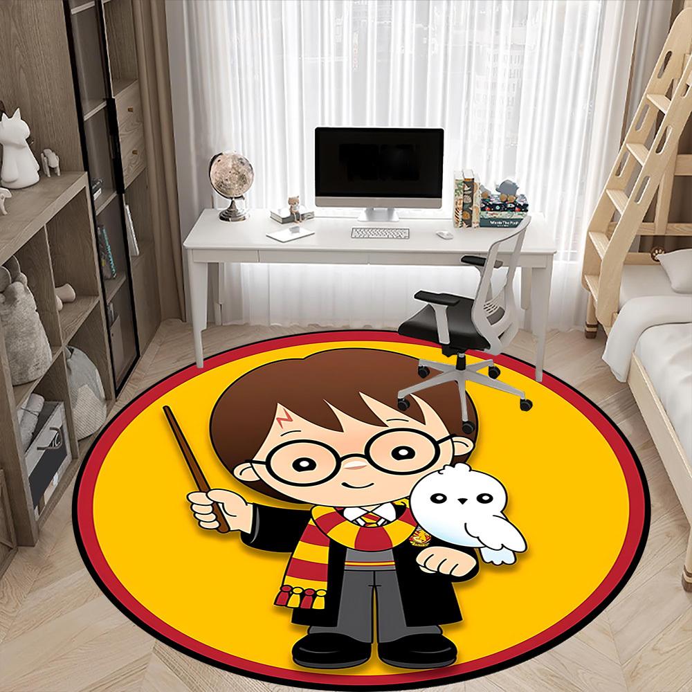 1pc Harry Potter Carpet, Round Non-Slip Durable Large Size Office Carpet, Suitable for Office,yy250908029