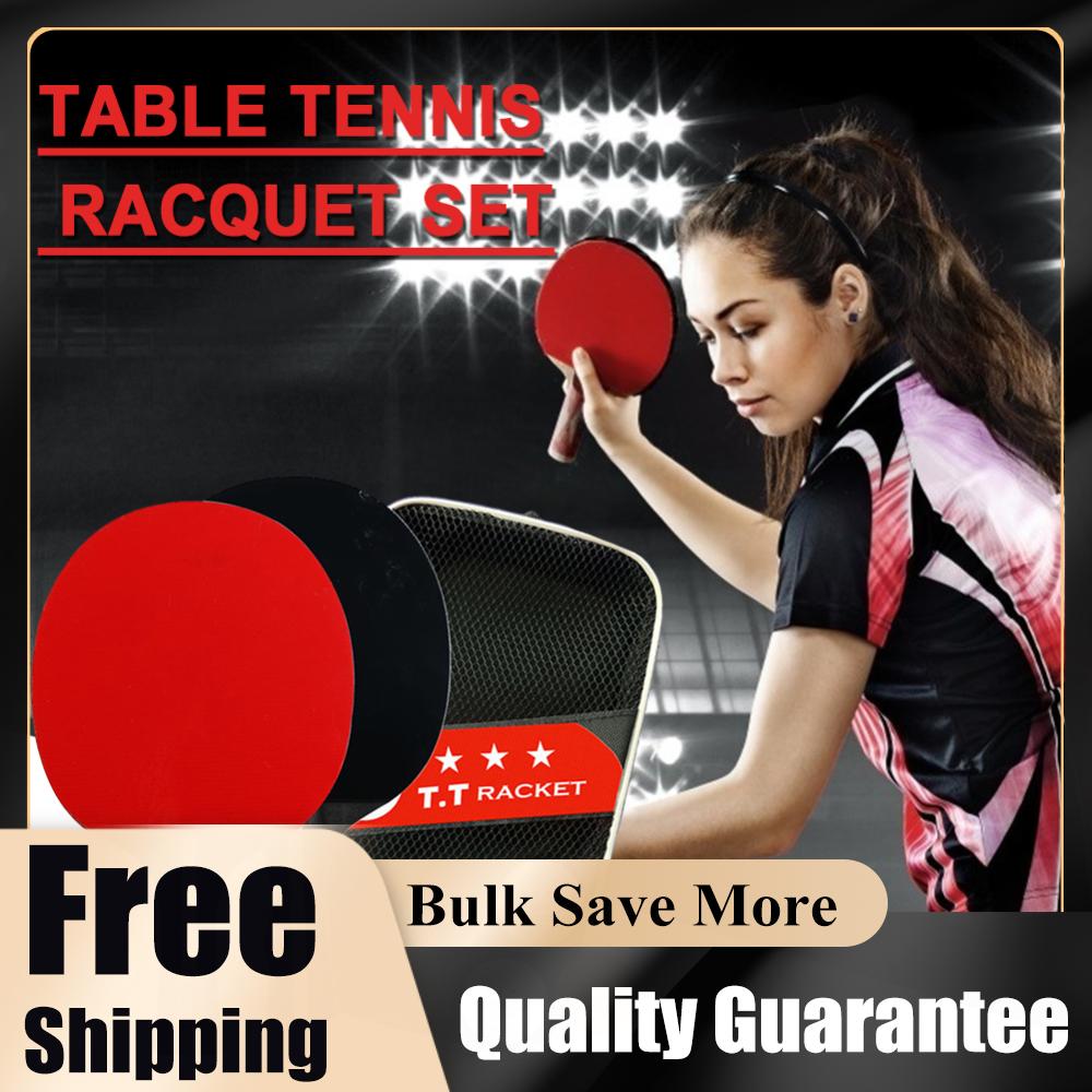 Table Tennis Paddles 2 Rackets & 3 Balls Ping Pong Paddles Set Professional 2 Player Ping Pong Set for Beginners Training Game