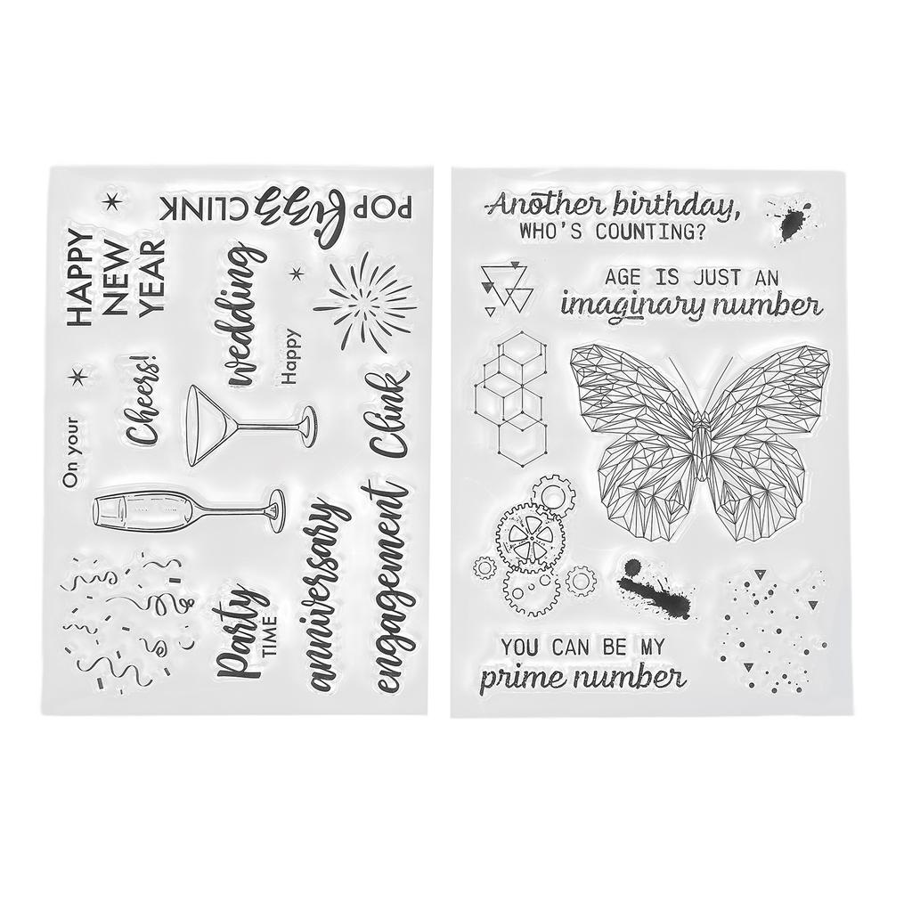 2Pcs Clear Stamp Set TPR Clear Imprint Healthy Nonirritating Recyclable Practical Transparent