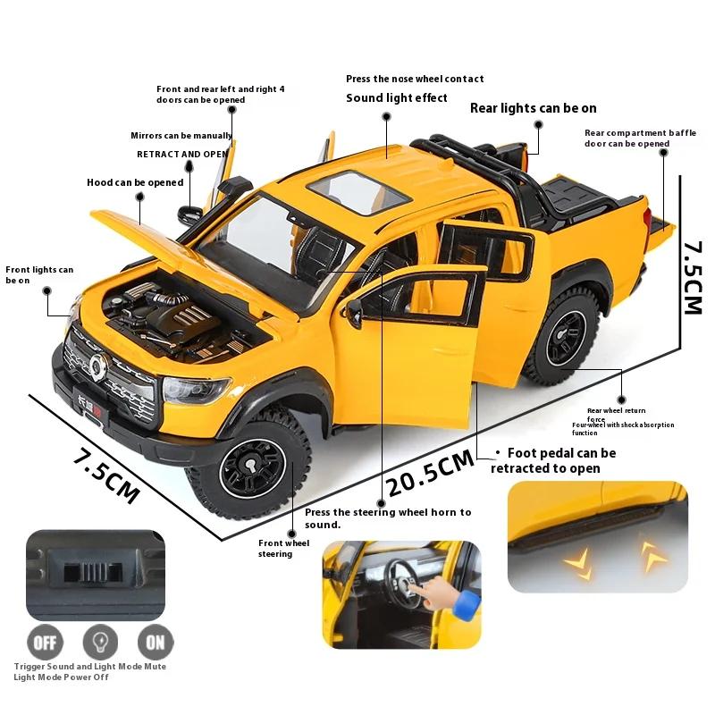 1/24 Great Wall Motor GWM Cannon POER Off Road SUV Alloy Diecast Car Model Sound & Light Boutique Decorative Interior Decoration