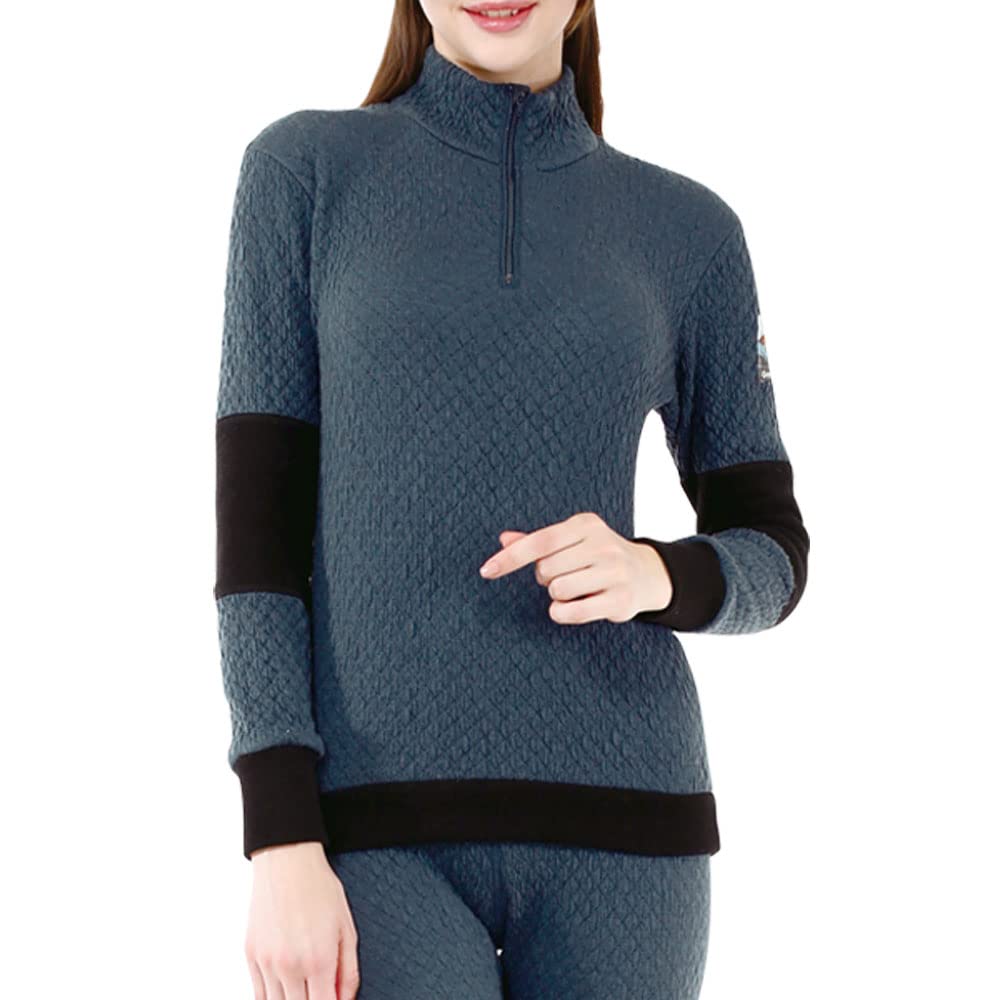 

Высокий воротник, внутреннее теплое нижнее белье для холодной погоды, рукава Chomolang Mapro [Hidamari] для женщин [Sapium] [Triple Series] (М, ВМС) [QMPS801]