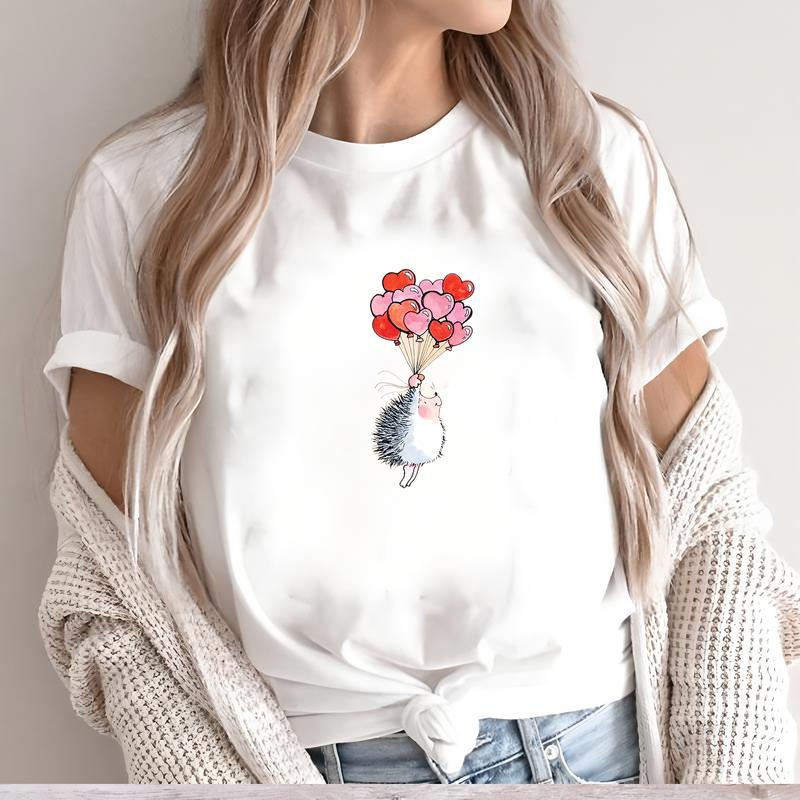 Daily wear T-shirt for women, summer trendy cute printed design, short-sleeve style.