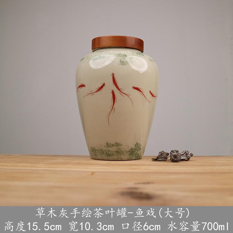 Creative Ceramic Tea Canister Hand-painted with Bamboo and Flowers Sealed Jar for Kitchen Food Nuts Herbal Storage Home Decor