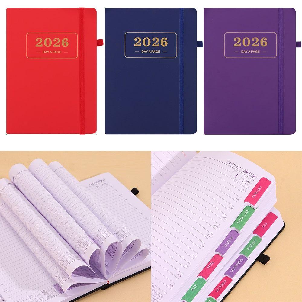 PU Leather 2026 Daily Planner Waterproof Calendar Book High Quality Agenda Notepad School
