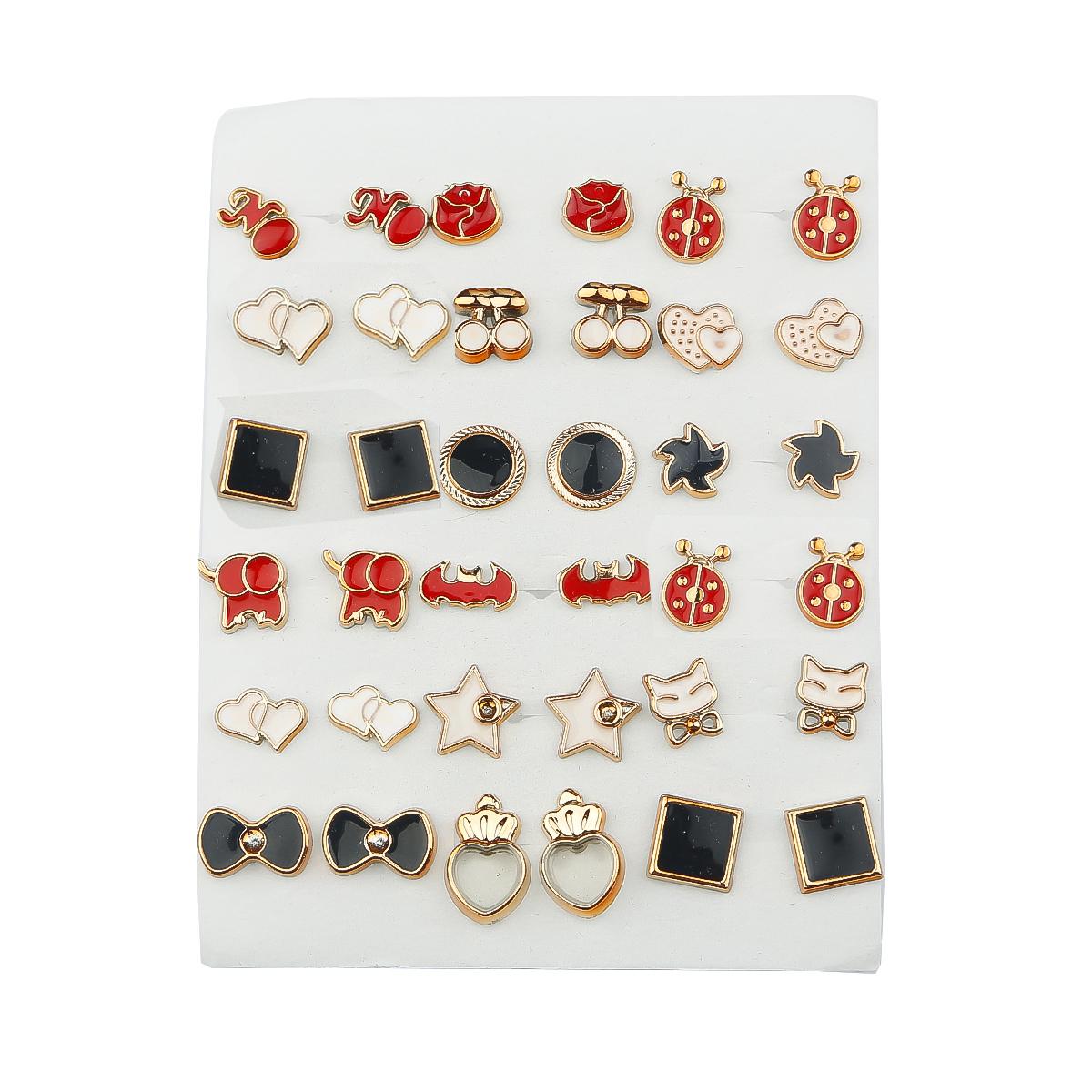 

18 пар изысканных маленьких серег-гвоздиков, наборы для женщин и детей, ювелирные изделия из сережек