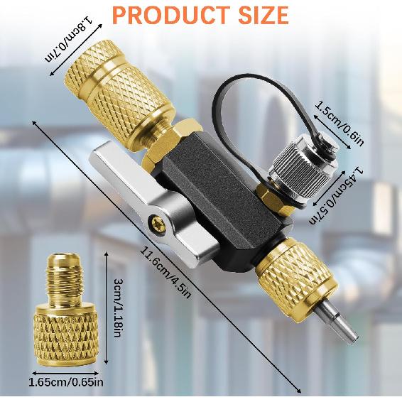 HVAC Valve Core Removal Tool,Valve Core Remover Taller Tool,1/4"& 5/16" Dual Valve Mega Flow Vacuum-Rated Valve Core Removal Tool,20 Microns