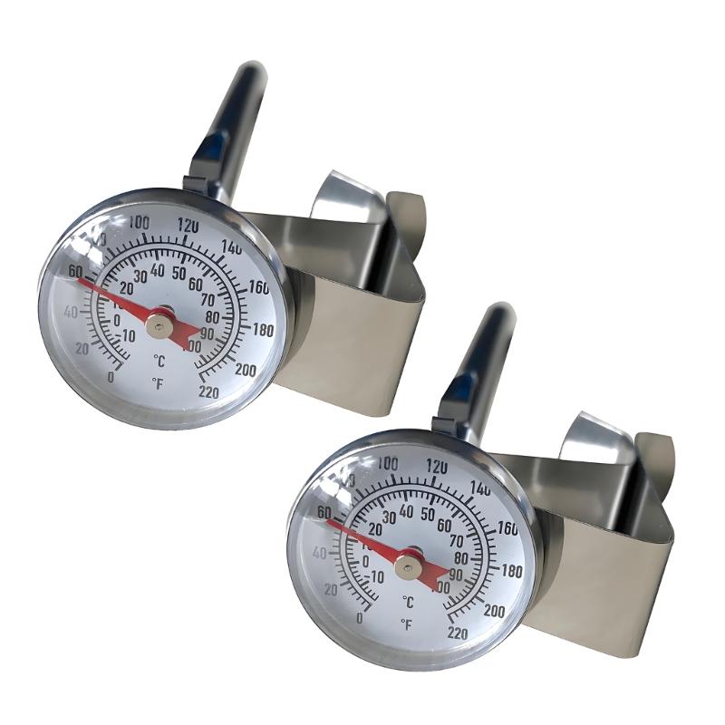 Kitchen Milk Temperature Reader with Metal Stem and Pot Side Clip, Two Scale Face for Coffee Heating and Home Cooking