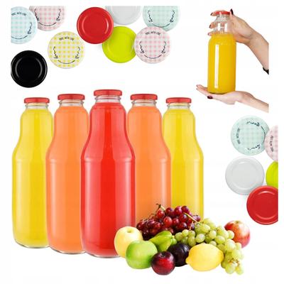 25X Butelki Szklane Fruit Na Sok 1L Butelka Słoik Na Soki Mleko + Wieczko