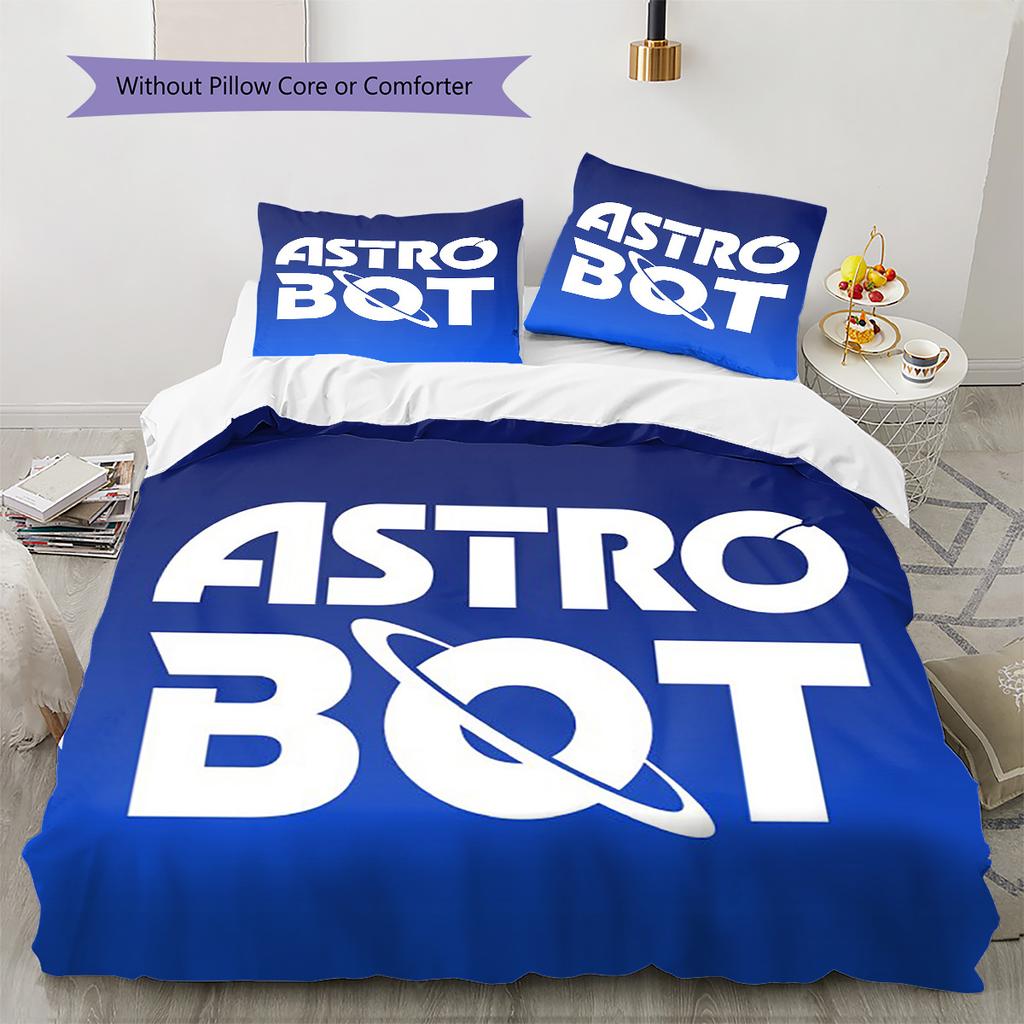 Parure de lit motif ASTRO BOT, Ensemble couette Housse de couette Taie d'oreiller Cadeau d'anniversaire pour la maison (1 housse de couette + 2 taies d'oreiller, sans garniture.)
